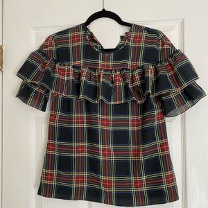 JCrew holiday plaid top